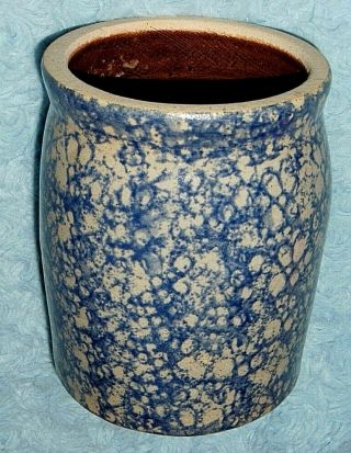 Beaumont Brothers Pottery 1991 S.  R.  (rucker) Blue Spongeware 5 " Crock Vgc