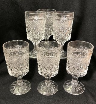 Set Of 6 Vintage Anchor Hocking Wexford Footed Water Goblets 8oz 6 - 1/2 " Euc