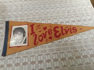 Vintage Elvis Presley Pennant Picture I Love Elvis