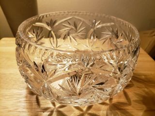 American Brilliant Period Abp Crystal Bowl Pinwheel Hobstar & Fan
