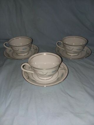 Valmont China Royal Wheat Set Of 3 Demitasse Cups And Saucers