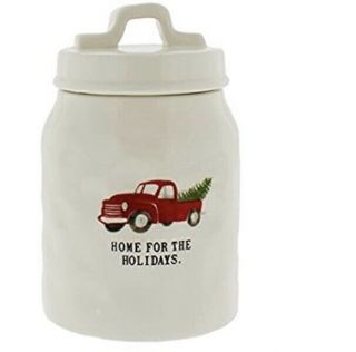 Rae Dunn By Magenta Christmas Home For The Holidays 9.  5 " Canister Red Truck