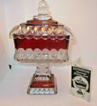 Vtg Westmoreland Glass Crystal With Ruby Stain Covered Wedding Bowl
