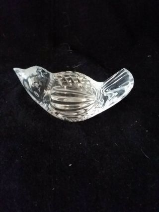 Vintage Signed Waterford Crystal Seated Sparrow Bird Figurine Paperweight