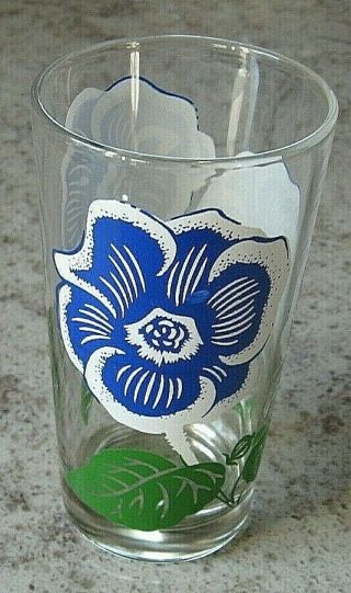 Vintage Peanut Butter Glass Gloxinia Navy Blue White Green 5 Inches