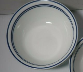Corelle By Corning " Classic Cafe Blue " 3 Bands Set Of 4 (four) Soup/cereal Bowls