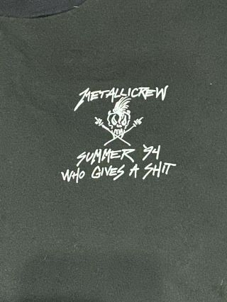 Metallica Vintage 1994 Concert Tour Crew T - Shirt Xl
