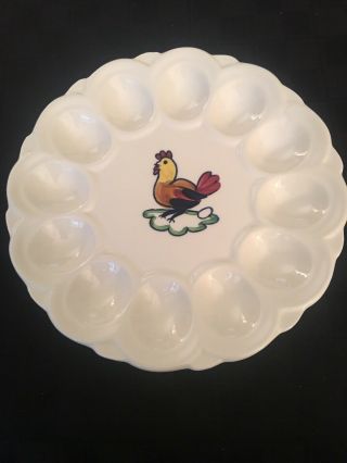 Blue Ridge Southern Pottery Pv Egg Plate Chichen Hen Rooster