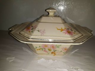Vintage Edwin M Knowles China Co 10 " X 9 " X 5 " Octagonal Floral Bowl Usa 36 - 10