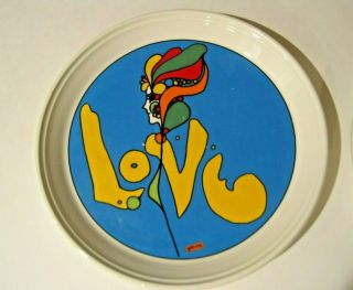 Vintage Peter Max Love Dinner Plates (2) 10 "