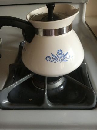 Vintage Corning Coffee Tea Pot Cornflower Blue 6 Cup