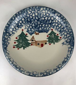 Set Of 8 Folkcraft Tienshan Christmas Plates Cabin In The Snow Dinner Plates