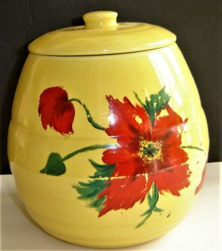 Vtg.  Bauer Pottery Bee Hive Ringware Chinese Yellow Cookie Jar,  Ex.  Cold Painted