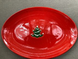 Waechtersbach Red Christmas Tree Oval Platter 10.  5 Inch Plate Holiday Table