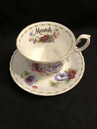 Royal Albert England Flower Of The Month Series March Anemones Cup & Saucer Euc