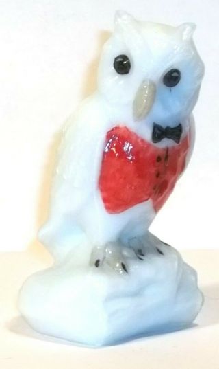 Boyd Glass Made In 1982 Owl Owls Bird Snow White Hand Painted One Of A Kind Fund