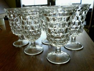 Set Of Six Vintage Fostoria American Stemmed Water Goblets / Glasses 5.  5 " ;