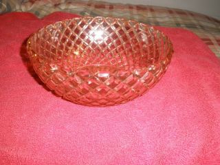 Vintage Hocking Glass Company Pink Waterford Waffle Large Berry Bowl C.  1930