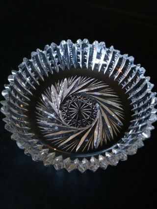 Vintage Hand Cut Crystal Dish,  Ashtray - Whirling Buzz Star,  Pinwheel Design