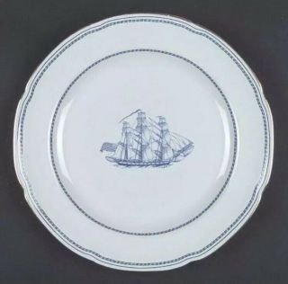 Spode England Fine Stone Blue Trade Winds Ship Grand Turk W146 Dinner Plate Euc