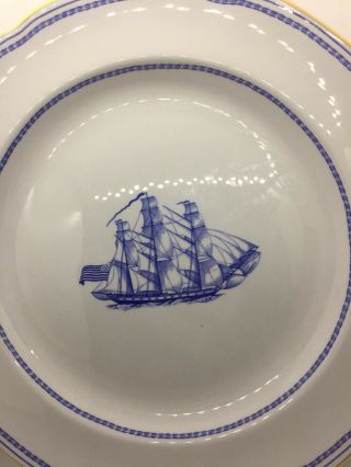 Spode England Fine Stone Blue Trade Winds Ship Grand Turk W146 Dinner Plate EUC 3
