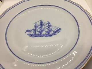Spode England Fine Stone Blue Trade Winds Ship Grand Turk W146 Dinner Plate EUC 4