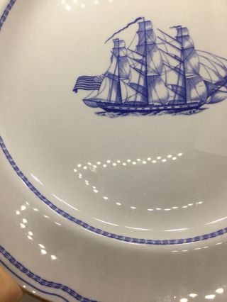 Spode England Fine Stone Blue Trade Winds Ship Grand Turk W146 Dinner Plate EUC 5