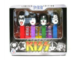 Kiss 2013 Limited Edition Pez Candy 4 Piece Dispensers Collectible Tin