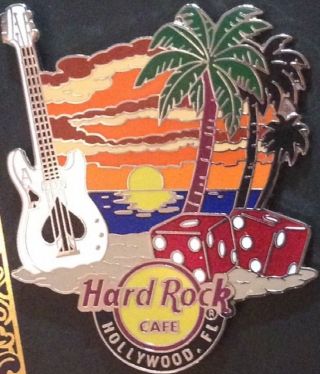 Hard Rock Cafe Hollywood Fl 2012 Beach Sunset Core Pin Palm Trees Guitar 67590