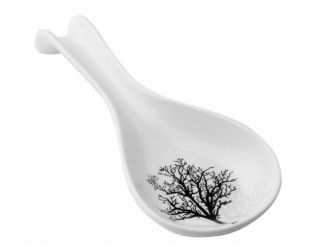 Corelle Timber Shadows Porcelain 8 3/4 " Spoon Rest Black Grey Leafless Branches