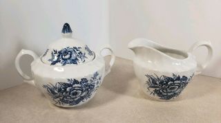 Vintage Beacon Hill By British Anchor Sugar Bowl And Creamer Staffordshire