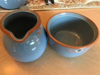 Noritake Stoneware Blue Adobe 8678 3 3/4 " Creamer And Sugar Bowl -