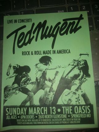 Ted Nugent Rare Concert Flyer Handbill