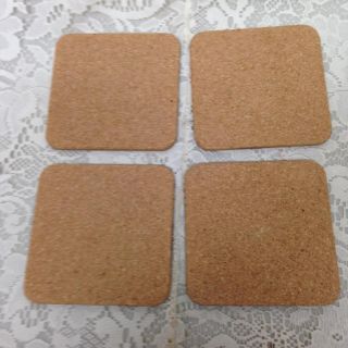 Vintage,  Rare,  4 - pc Blue Willow Cork Board Coasters,  4in Square Each 6