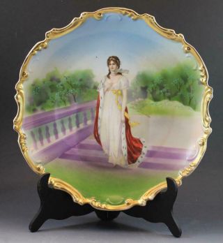 Antique Limoges Porcelain Charger Plate Queen Louise Of Prussia Gold Encrusted