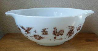 Vintage Pyrex 2.  5 Qt Cinderella Mixing Bowl 443 - Early American Brown On White