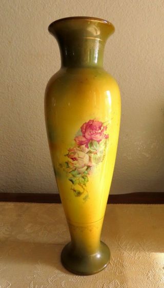 Antique Royal Bonn Franz Anton Mehlem German Pottery Vase Hand Painted Roses 2