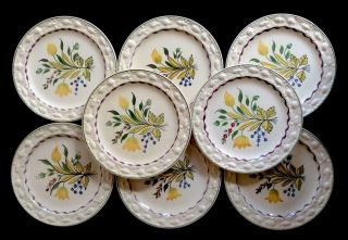 Adams Royal Ivory Titian Ware Cream 6” Plates Acorns & Pinecones,  Set Of 8