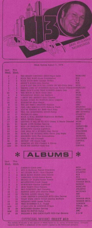 13q Wktq Pittsburgh Vintage August 3 1974 Music Survey Elton John 1
