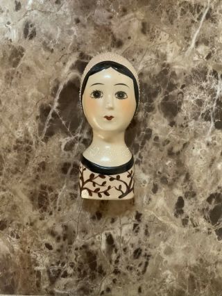 Vintage Porcelain Russian Woman Face Head Vase Wall Pocket or Stand Alone 2