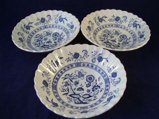 Vintage J&g Meakin Classic Blue Nordic (3) Cereal Soup Bowls Blue Onion England