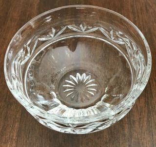 Vintage Waterford Crystal Clear Cut Glass Bowl Signed Candy Dish Flowers Leaves