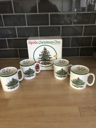 Spode Christmas Tree England Set of 4 Tom & Jerry Mugs Coffee Tea Hot Cocoa 2