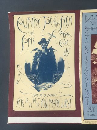 BG 217/218 Country Joe Delaney Bonnie Eric Clapton 1970 Fillmore Postcard 2