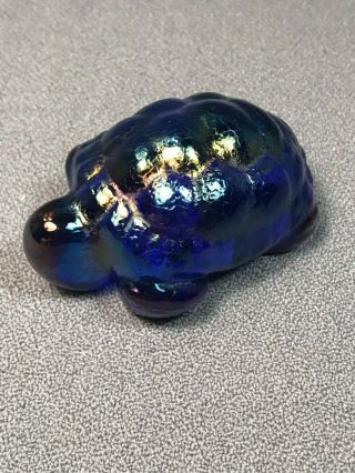 Robert Held Rhag Art Glass Cobalt Blue Iridescent Turtle Paperweight