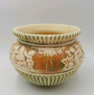 Vintage Antique Roseville Pottery Donatello Cherubs Flower Vase Bowl Planter