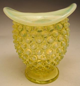 Vintage Fenton Hobnail Topaz Opalescent Miniature Saddle Hat Vase 389to 1941 - 44