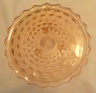 Pink Cube Cubist Jeanette Depression Glass 3 Footed 12” Cake Stand Tray Platter