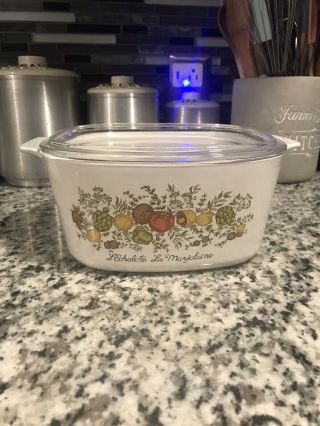 Vintage Corning Ware Spice Of Life 3 Quart Casserole A - 3 - B With Pyrex Lid A - 9 - C