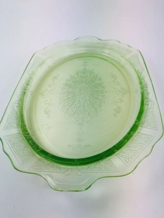 Anchor Hocking Princess Green Uranium Depression Glass 12 " Handled Oval Platter